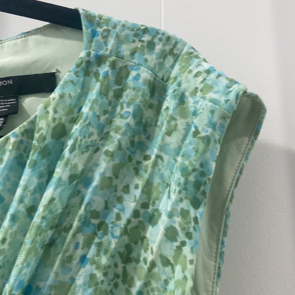 Maggy London size 10 blue and green midi dress NWT accordion fold  fan fold - Picture 10 of 13